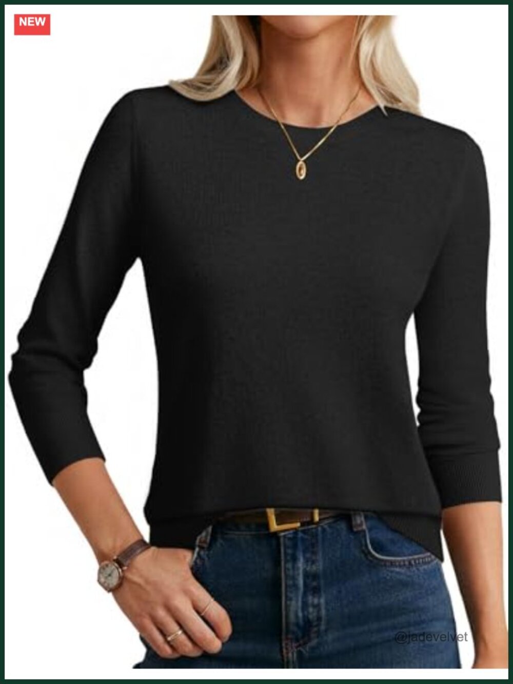 Cashmere Wool Blend Lightweight Crew Neck Pullover Sweater for Women with Socks